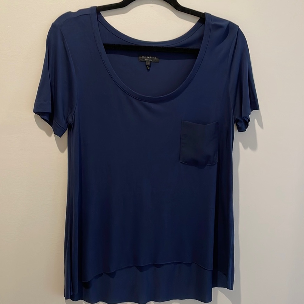 Rag & Bone Navy Pocket Tee Small